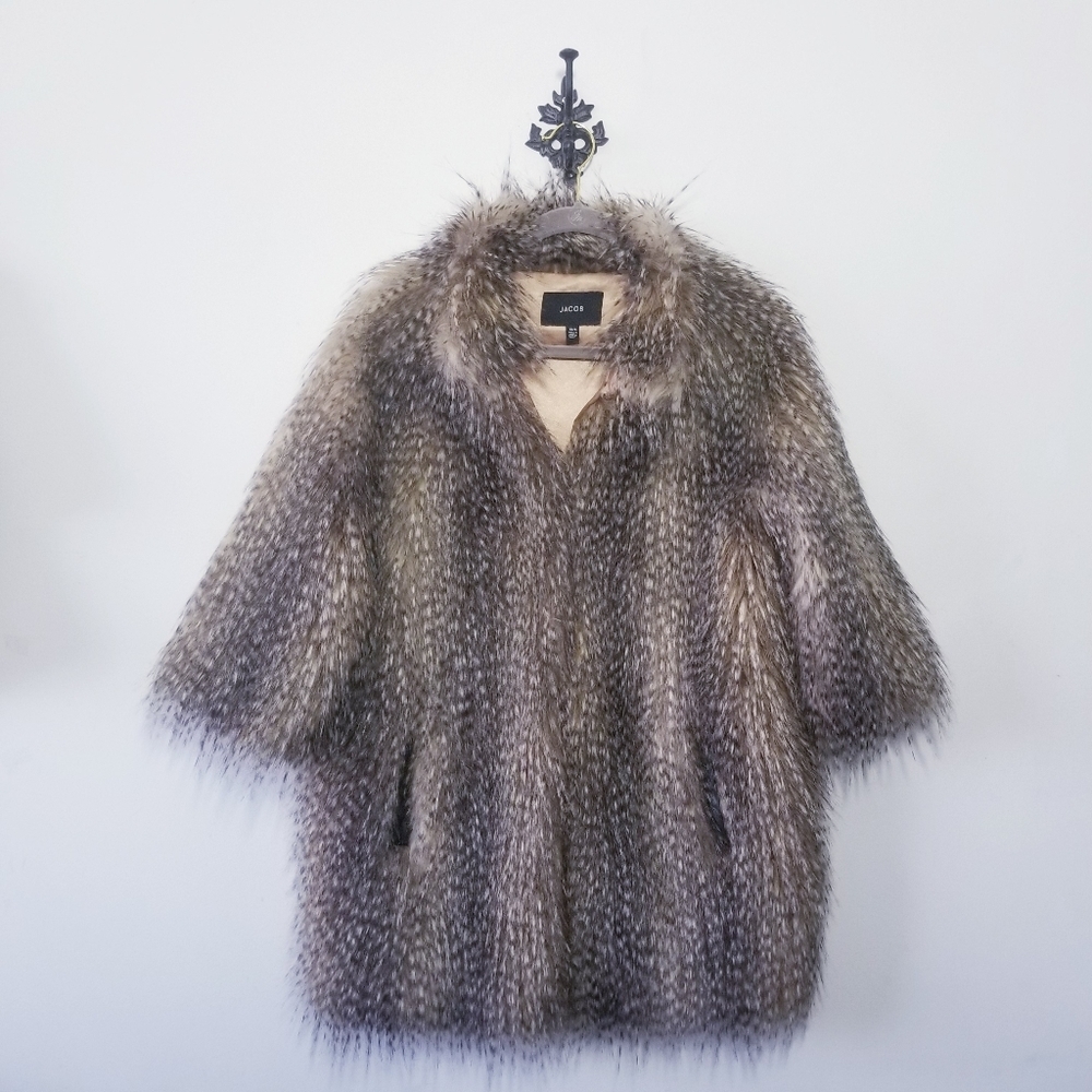 Jacob Faux Feathered Fur Coat Size XS/S EUC